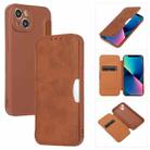 For iPhone 13 Shrimp Skin Texture Flip Leather Phone Case(Brown) - 1