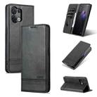 For OPPO Reno8 AZNS Magnetic Calf Texture Flip Leather Phone Case(Black) - 1