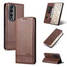 For Honor 70 AZNS Magnetic Calf Texture Flip Leather Phone Case(Dark Brown) - 1