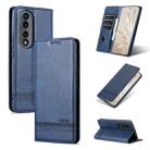 For Honor 70 AZNS Magnetic Calf Texture Flip Leather Phone Case(Dark Blue) - 1