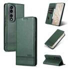 For Honor 70 AZNS Magnetic Calf Texture Flip Leather Phone Case(Dark Green) - 1