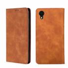 For Samsung Galaxy A22 5G JP Version Skin Feel Magnetic Horizontal Flip Leather Phone Case(Light Brown) - 1