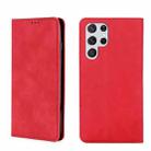 For Samsung Galaxy S22 Ultra 5G Skin Feel Magnetic Horizontal Flip Leather Phone Case(Red) - 1