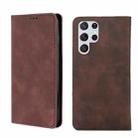 For Samsung Galaxy S22 Ultra 5G Skin Feel Magnetic Horizontal Flip Leather Phone Case(Dark Brown) - 1