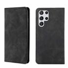 For Samsung Galaxy S22 Ultra 5G Skin Feel Magnetic Horizontal Flip Leather Phone Case(Black) - 1