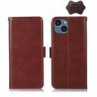 For iPhone 14 Crazy Horse Top Layer Cowhide Leather Phone Case (Brown) - 1