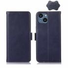 For iPhone 14 Crazy Horse Top Layer Cowhide Leather Phone Case (Blue) - 1