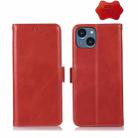 For iPhone 14 Crazy Horse Top Layer Cowhide Leather Phone Case (Red) - 1