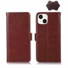 For iPhone 14 Plus Crazy Horse Top Layer Cowhide Leather Phone Case (Brown) - 1