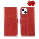 For iPhone 14 Plus Crazy Horse Top Layer Cowhide Leather Phone Case (Red) - 1