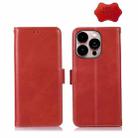 For iPhone 14 Pro Max Crazy Horse Top Layer Cowhide Leather Phone Case (Red) - 1