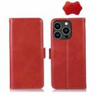 For iPhone 14 Pro Crazy Horse Top Layer Cowhide Leather Phone Case(Red) - 1