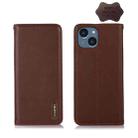 For iPhone 14 KHAZNEH Nappa Top Layer Cowhide Leather Phone Case (Brown) - 1