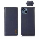 For iPhone 14 KHAZNEH Nappa Top Layer Cowhide Leather Phone Case (Blue) - 1