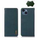 For iPhone 14 KHAZNEH Nappa Top Layer Cowhide Leather Phone Case (Green) - 1