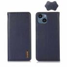 For iPhone 14 Plus KHAZNEH Nappa Top Layer Cowhide Leather Phone Case (Blue) - 1