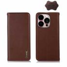 For iPhone 14 Pro Max KHAZNEH Nappa Top Layer Cowhide Leather Phone Case (Brown) - 1