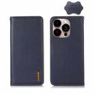 For iPhone 14 Pro Max KHAZNEH Nappa Top Layer Cowhide Leather Phone Case (Blue) - 1