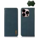 For iPhone 14 Pro Max KHAZNEH Nappa Top Layer Cowhide Leather Phone Case (Green) - 1