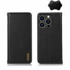 For iPhone 14 Pro KHAZNEH Nappa Top Layer Cowhide Leather Phone Case(Black) - 1