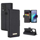 For Motorola Moto G100 MUXMA MX115 Cross Texture Oil Edge Flip Leather Phone Case(Black) - 1