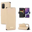 For OnePlus 8T MUXMA MX115 Cross Texture Oil Edge Flip Leather Phone Case(Gold) - 1