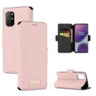 For OnePlus 8T MUXMA MX115 Cross Texture Oil Edge Flip Leather Phone Case(Pink) - 1