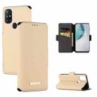 For OnePlus Nord N10 MUXMA MX115 Cross Texture Oil Edge Flip Leather Phone Case(Gold) - 1