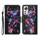 For Xiaomi 12 Lite Colored Drawing Pattern Flip Leather Phone Case(Fluorescent Butterfly) - 1
