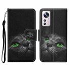 For Xiaomi 12 Lite Colored Drawing Pattern Flip Leather Phone Case(Black Cat) - 1