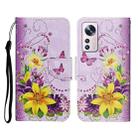 For Xiaomi 12 Lite Colored Drawing Pattern Flip Leather Phone Case(Yellow Flower Butterfly) - 1