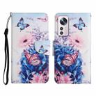 For Xiaomi 12 Lite Colored Drawing Pattern Flip Leather Phone Case(Purple Butterfly) - 1