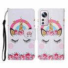 For Xiaomi 12 Lite Colored Drawing Pattern Flip Leather Phone Case(Crown Unicorn) - 1