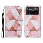 For Xiaomi Poco X4 Pro 5G Colored Drawing Pattern Flip Leather Phone Case(Marble) - 1