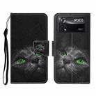 For Xiaomi Poco X4 Pro 5G Colored Drawing Pattern Flip Leather Phone Case(Black Cat) - 1