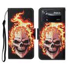 For Xiaomi Poco X4 Pro 5G Colored Drawing Pattern Flip Leather Phone Case(Flame Skull) - 1