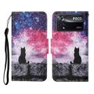 For Xiaomi Poco X4 Pro 5G Colored Drawing Pattern Flip Leather Phone Case(Star Sky Cat) - 1