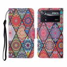 For Xiaomi Poco X4 Pro 5G Colored Drawing Pattern Flip Leather Phone Case(Diamond Totem) - 1