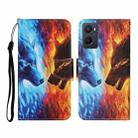 For OPPO A96 4G / Realme 9i Colored Drawing Pattern Flip Leather Phone Case(Flaming Wolf) - 1