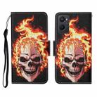 For OPPO A96 4G / Realme 9i Colored Drawing Pattern Flip Leather Phone Case(Flame Skull) - 1