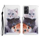 For OPPO A96 4G / Realme 9i Colored Drawing Pattern Flip Leather Phone Case(3 Cats) - 1
