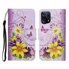 For OPPO Find X5 Colored Drawing Pattern Flip Leather Phone Case(Yellow Flower Butterfly) - 1