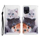 For OPPO Find X5 Pro Colored Drawing Pattern Flip Leather Phone Case(3 Cats) - 1