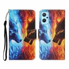 For Realme 9i Colored Drawing Pattern Flip Leather Phone Case(Flaming Wolf) - 1