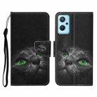 For Realme 9i Colored Drawing Pattern Flip Leather Phone Case(Black Cat) - 1