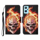 For Realme 9i Colored Drawing Pattern Flip Leather Phone Case(Flame Skull) - 1