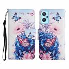 For Realme 9i Colored Drawing Pattern Flip Leather Phone Case(Purple Butterfly) - 1