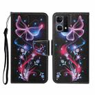 For OPPO Reno7 4G Colored Drawing Pattern Flip Leather Phone Case(Fluorescent Butterfly) - 1
