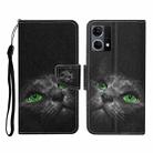 For OPPO Reno7 4G Colored Drawing Pattern Flip Leather Phone Case(Black Cat) - 1