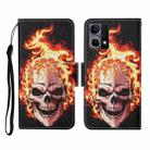 For OPPO Reno7 4G Colored Drawing Pattern Flip Leather Phone Case(Flame Skull) - 1